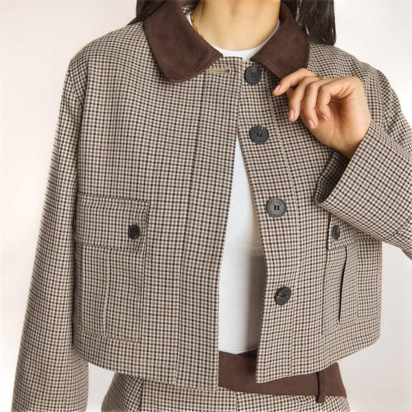 lounge underwear Houndstooth Jacket - Brown