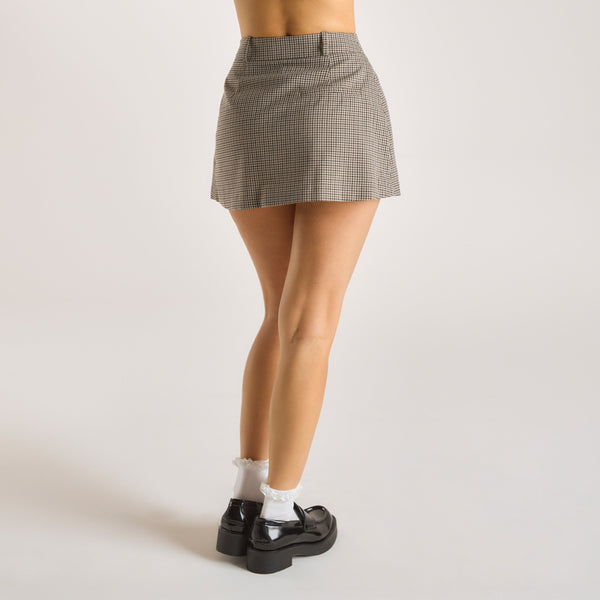 Lounge Underwear Houndstooth Mini Skort - Brown