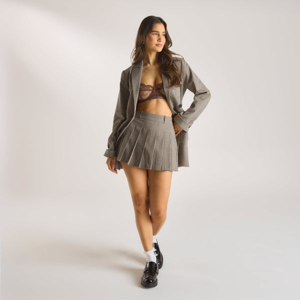 Lounge Underwear Houndstooth Mini Skort - Brown