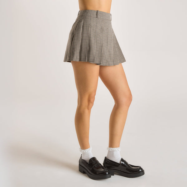 Lounge Underwear Houndstooth Mini Skort - Brown