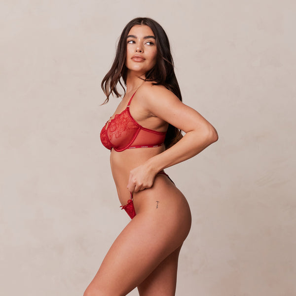 Lounge Underwear Illustration Balcony Bra - Maroon