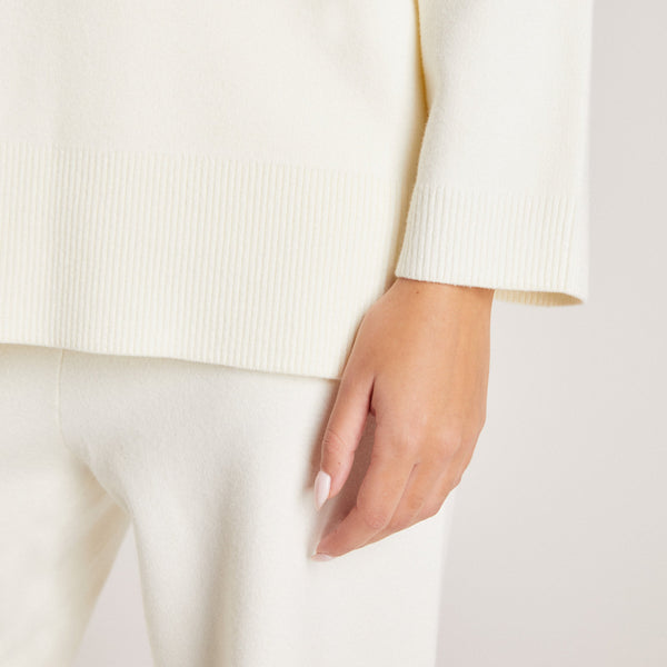 Lounge Underwear Knitted Crew Neck Jumper - Creme