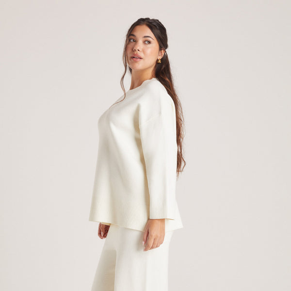 lounge underwear Knitted Crew Neck Jumper - Creme