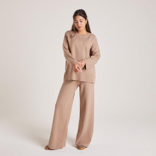 lounge underwear Knitted Crew Neck Jumper - Mink