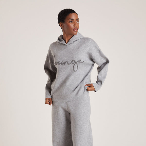 Lounge Underwear Knitted Lounge Hoodie - Grey Marl