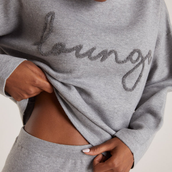 Lounge Underwear Knitted Lounge Hoodie - Grey Marl