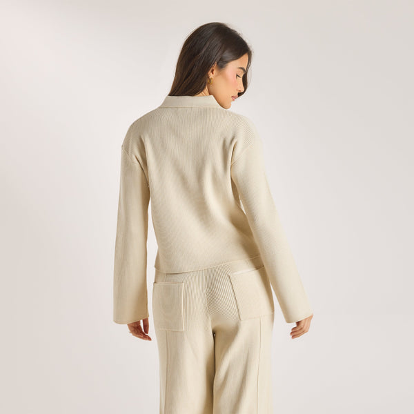 Lounge Underwear Knitted Oversized Shirt - Cream