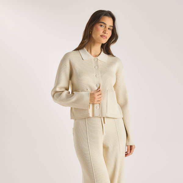 lounge underwear Knitted Oversized Shirt - Cream