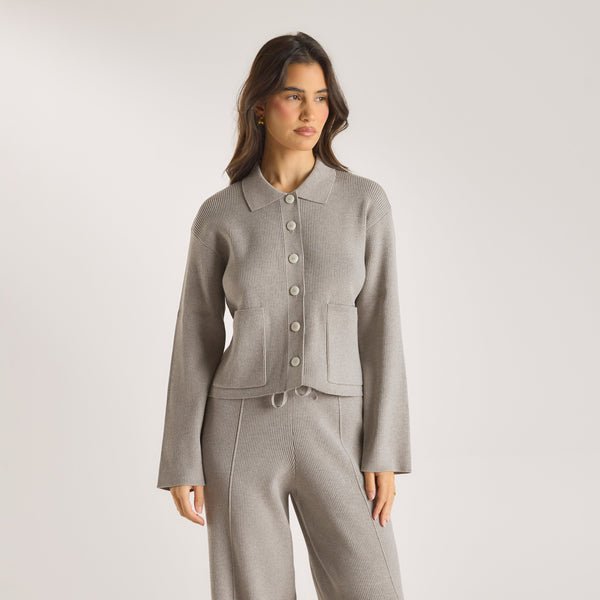 Lounge Underwear Knitted Oversized Shirt - Warm Grey