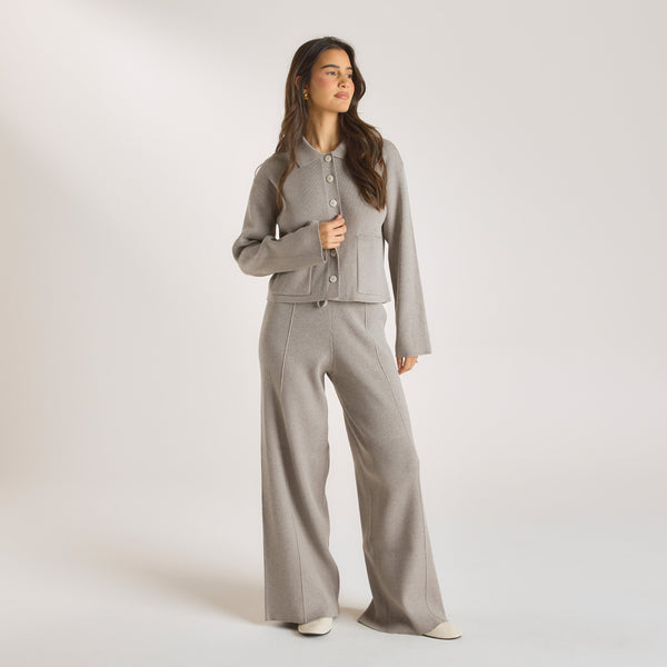 Lounge Underwear Knitted Oversized Shirt - Warm Grey