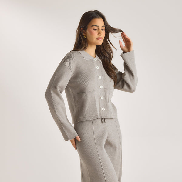 Lounge Underwear Knitted Oversized Shirt - Warm Grey
