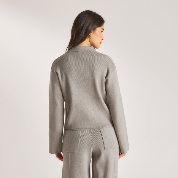 lounge underwear Knitted Oversized Shirt - Warm Grey