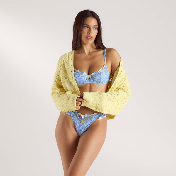 Lounge Underwear Knitted Pointelle Cardigan - Yellow
