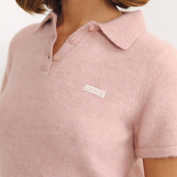 Lounge Underwear Knitted Polo Top - Pink