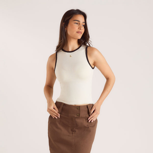 Lounge Underwear Knitted Vest Top - Off White