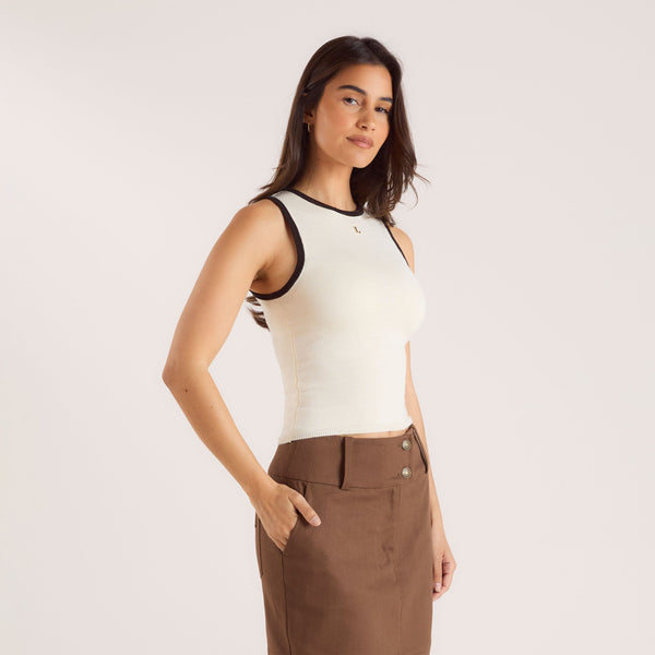 Lounge Underwear Knitted Vest Top - Off White