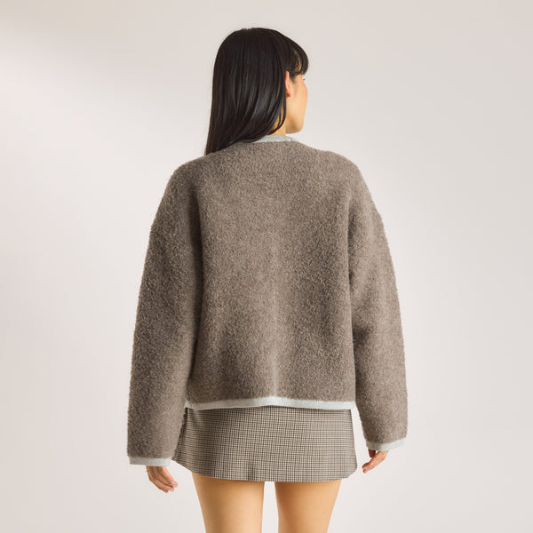 Lounge Underwear Knitted Wool Blend Jacket - Truffle