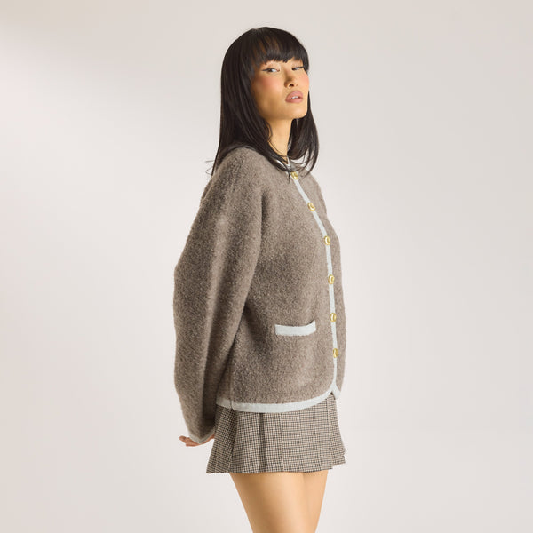 Lounge Underwear Knitted Wool Blend Jacket - Truffle