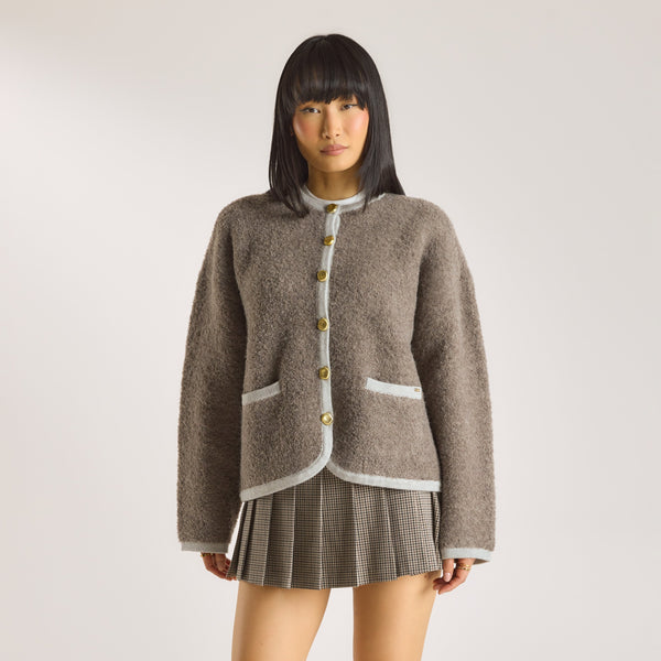 lounge underwear Knitted Wool Blend Jacket - Truffle