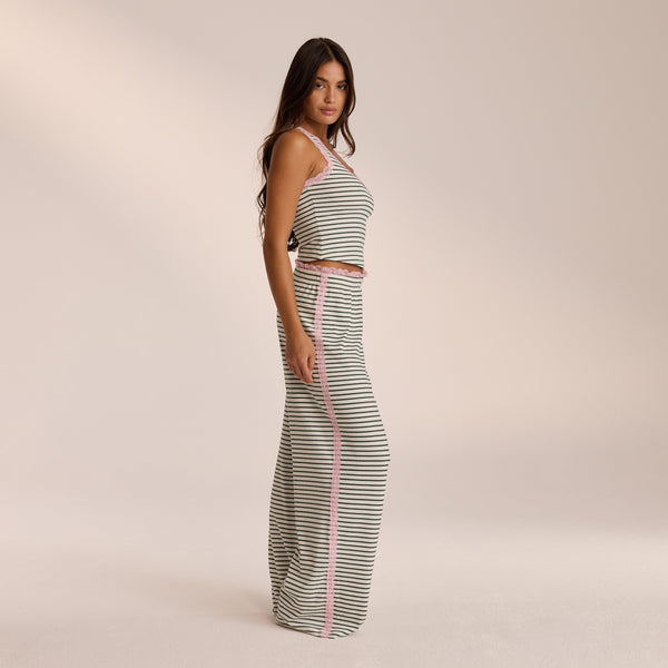 Lounge Underwear Lace Pyjama Bottoms - Green Stripe