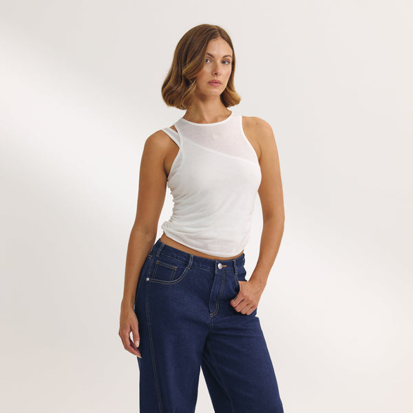 Lounge Underwear Layered Tank Top - White