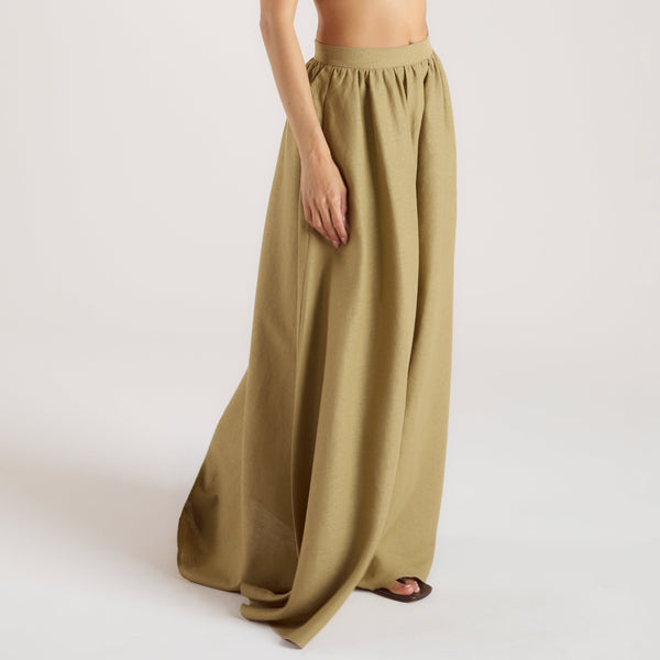 Lounge Underwear Linen Blend Maxi Skirt - Pistachio