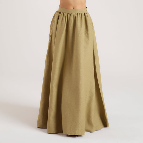 lounge underwear Linen Blend Maxi Skirt - Pistachio
