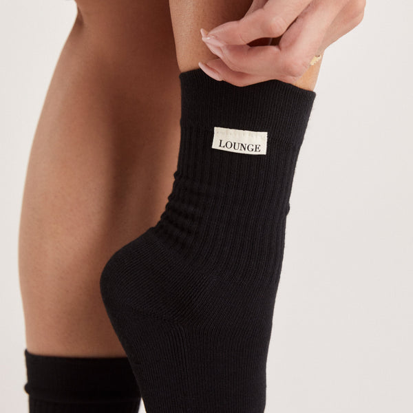 lounge underwear Logo Crew Socks (2 Pack) - Black