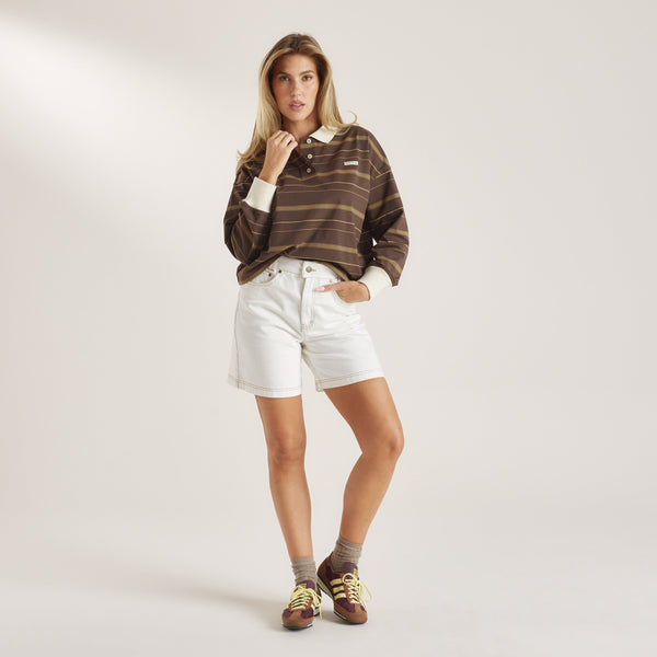 Lounge Underwear Longline Denim Jorts - White