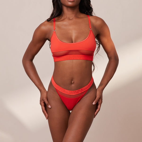 Lounge Underwear Mesh Bra - Red