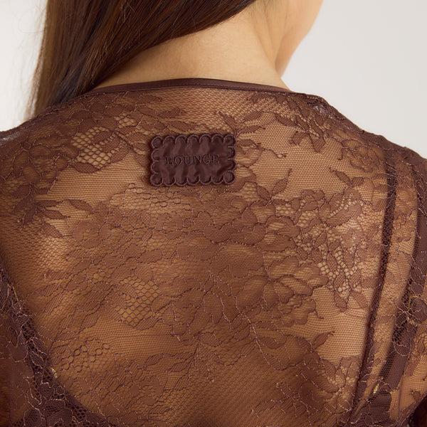 Lounge Underwear Mimi Lace Maxi Robe - Chocolate