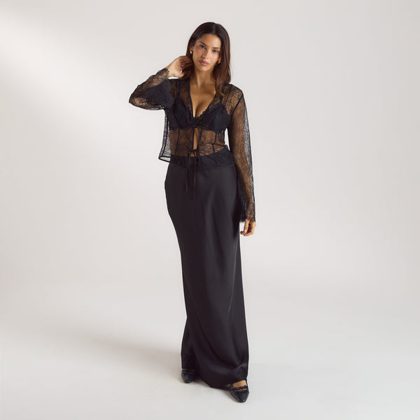 Lounge Underwear Mimi Lace Tie Top - Black