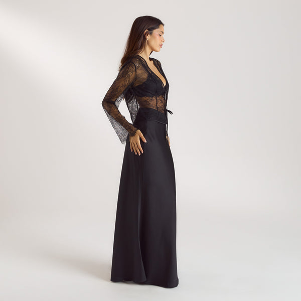 Lounge Underwear Mimi Satin Maxi Skirt - Black