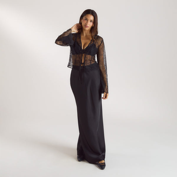Lounge Underwear Mimi Satin Maxi Skirt - Black