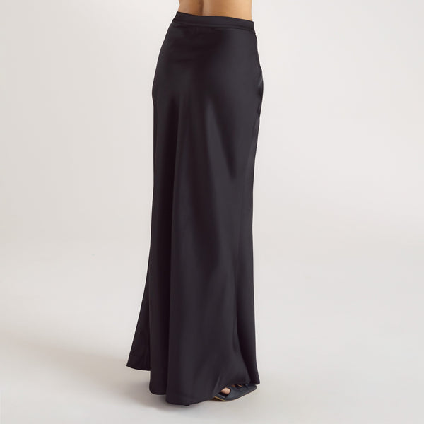 lounge underwear Mimi Satin Maxi Skirt - Black