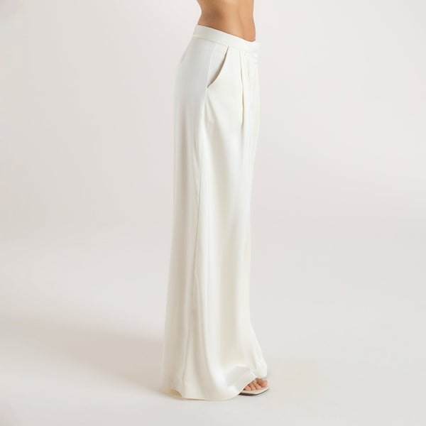 Lounge Underwear Mimi Satin Pleated Trousers - Cream