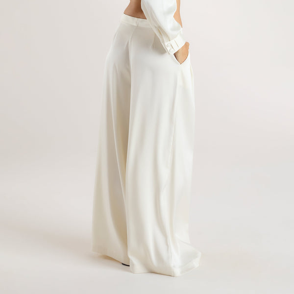 lounge underwear Mimi Satin Pleated Trousers - Cream