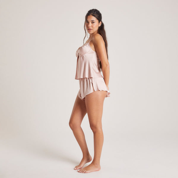Lounge Underwear Mini Satin Pyjama Shorts - Blush