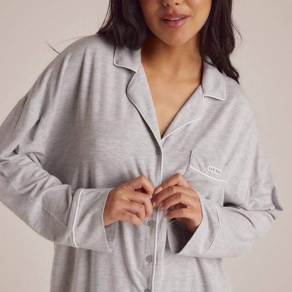 Lounge Underwear Modal Pyjama Shirt - Grey Marl