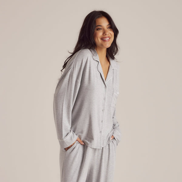 Lounge Underwear Modal Pyjama Shirt - Grey Marl