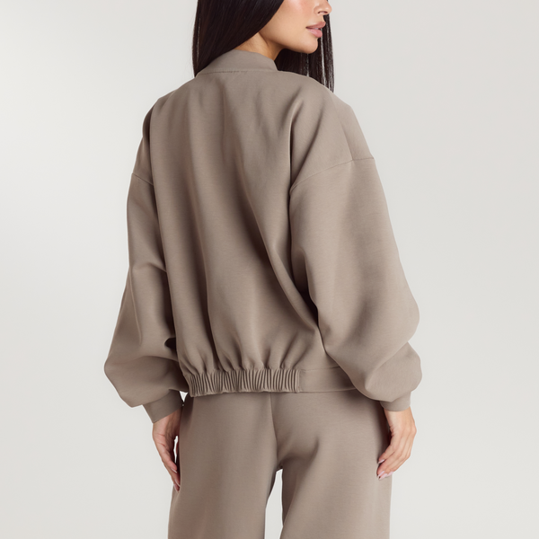 Lounge Underwear Neoprene Bomber Jacket - Taupe