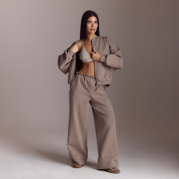 lounge underwear Neoprene Bomber Jacket - Taupe