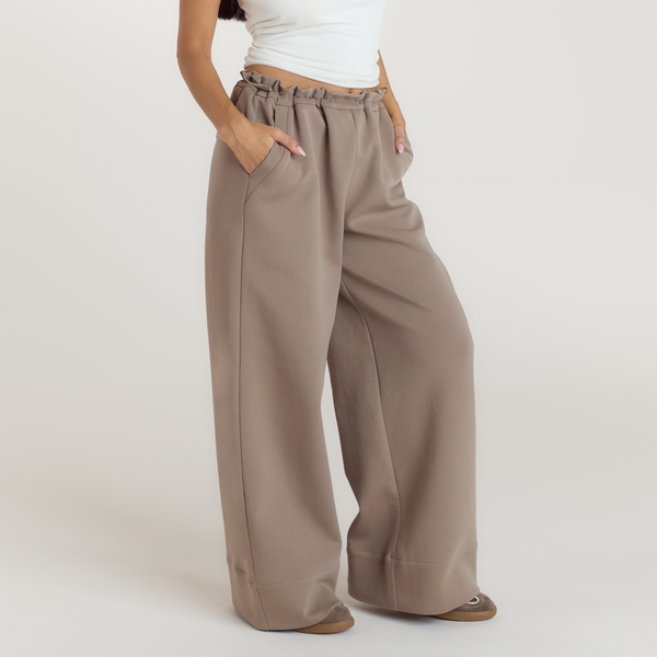 Lounge Underwear Neoprene Wide-Leg Joggers - Taupe