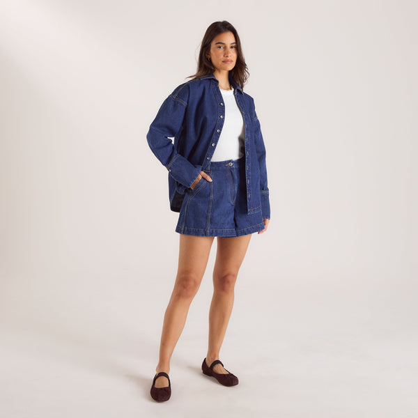 Lounge Underwear Oversized Denim Shirt - Blue