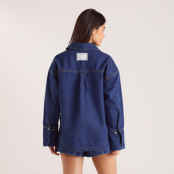 lounge underwear Oversized Denim Shirt - Blue