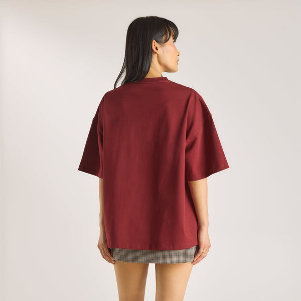 Lounge Underwear Oversized Graphic Tee - Burgundy
