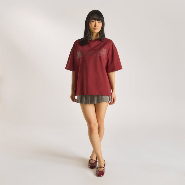 Lounge Underwear Oversized Graphic Tee - Burgundy