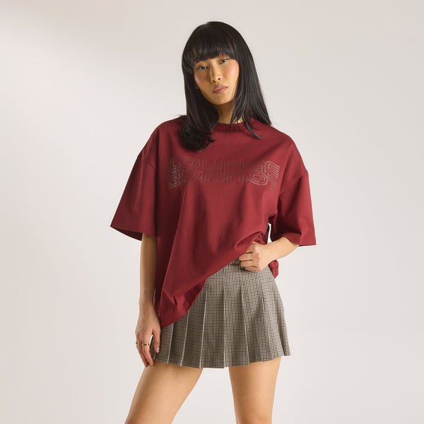 lounge underwear Oversized Graphic Tee - Burgundy
