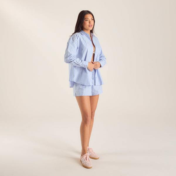 Lounge Underwear Oversized Pinstripe Shirt - Blue
