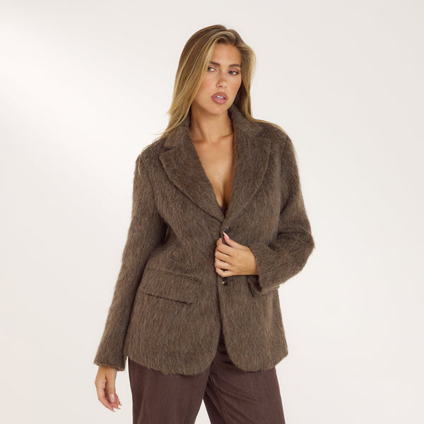 lounge underwear Oversized Wool Blend Blazer - Mink